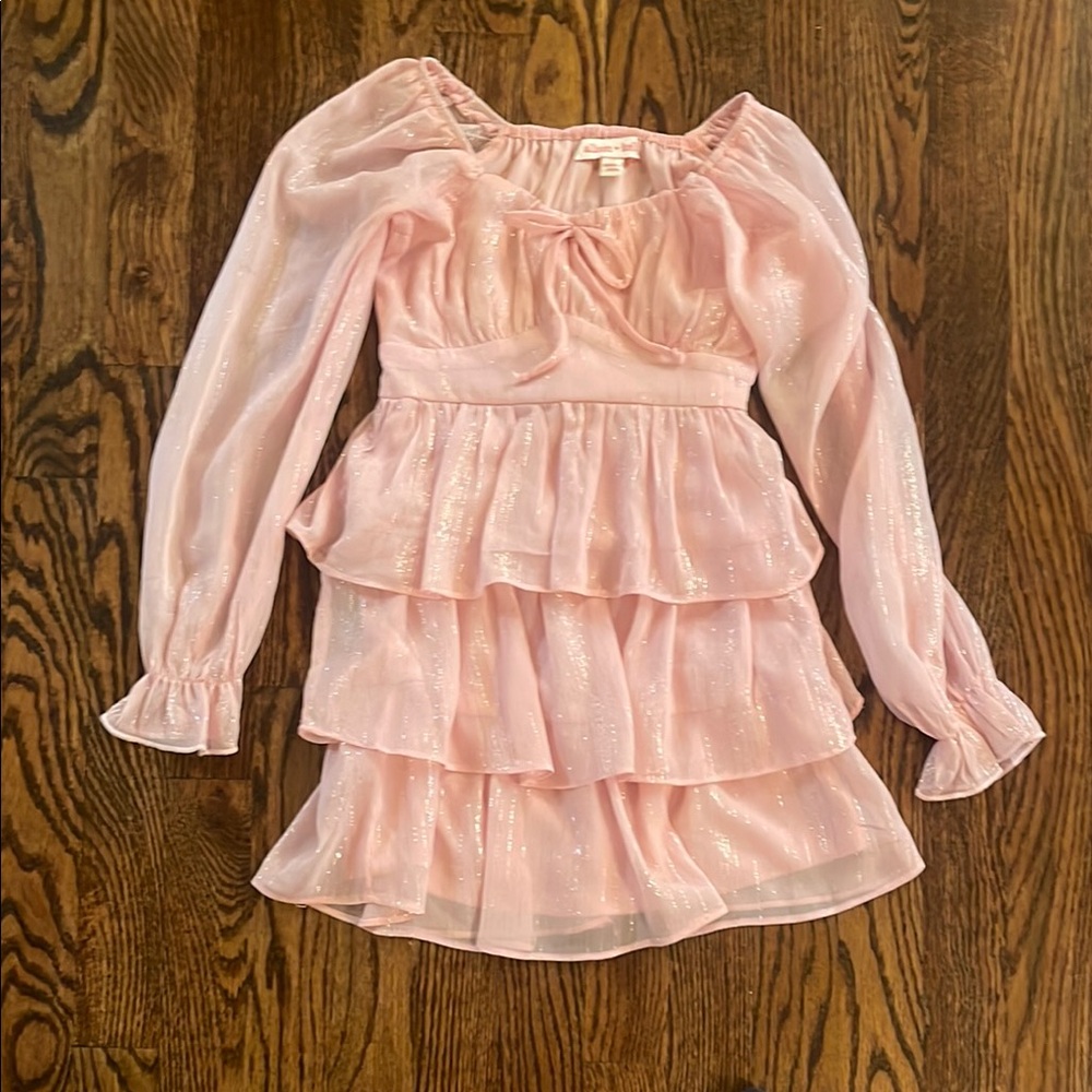 Elegant Pink Ruffled Kids Dress